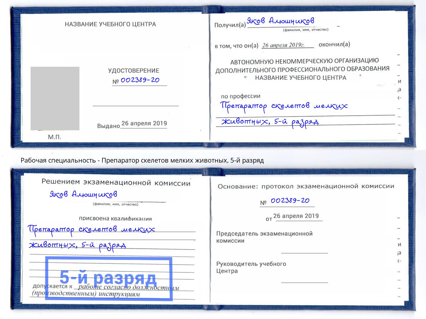 корочка 5-й разряд Препаратор скелетов мелких животных Нижневартовск