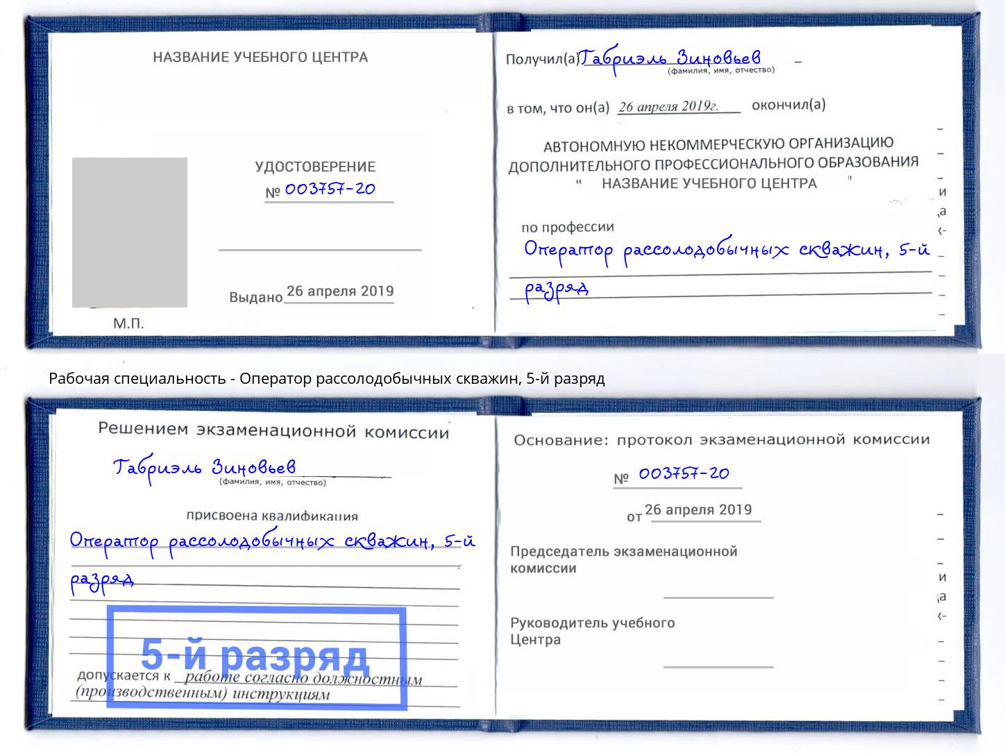 корочка 5-й разряд Оператор рассолодобычных скважин Нижневартовск